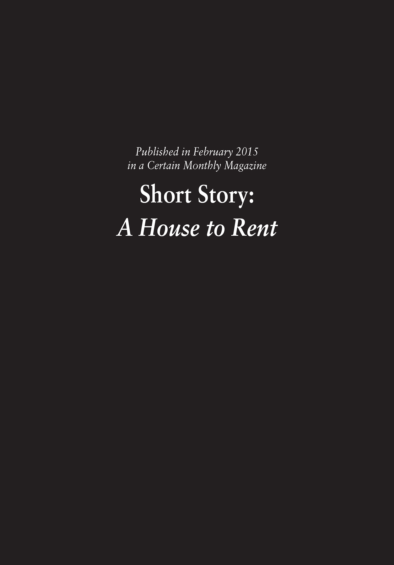 Short Story: A House to Rent - 27